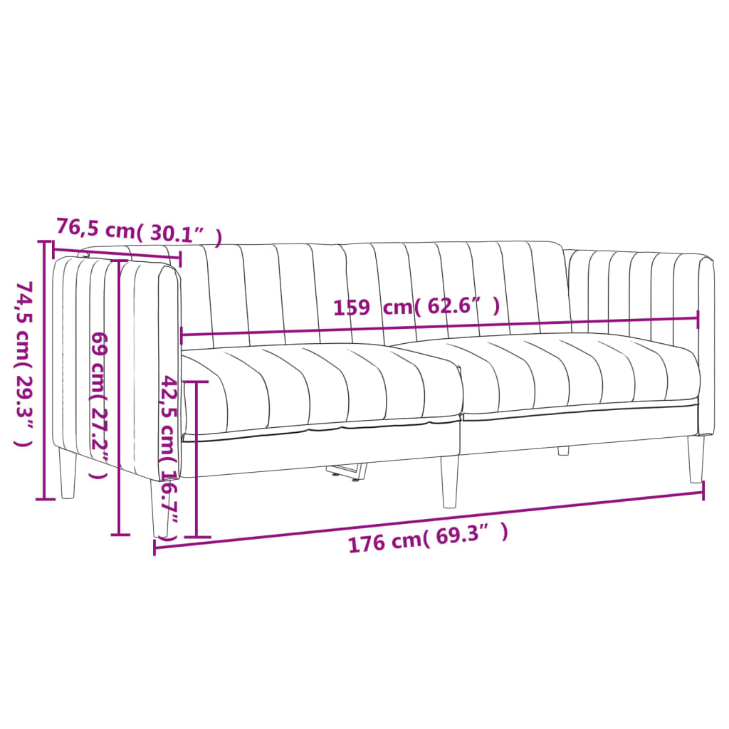 Sofa 2-Sitzer Blau Stoff