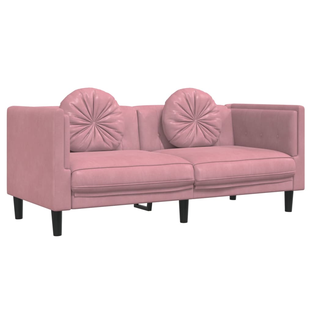 Sofa mit Kissen 2-Sitzer Rosa Samt