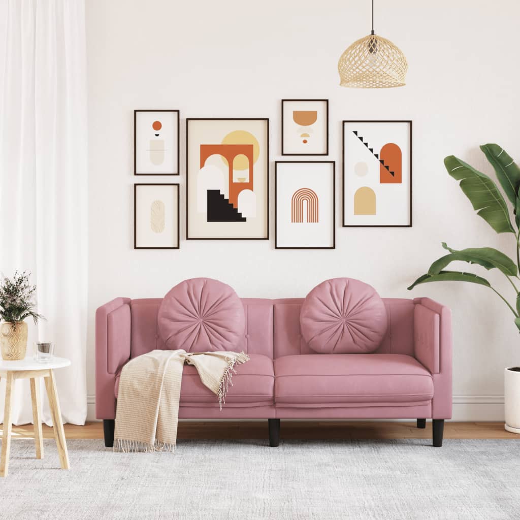 Sofa mit Kissen 2-Sitzer Rosa Samt