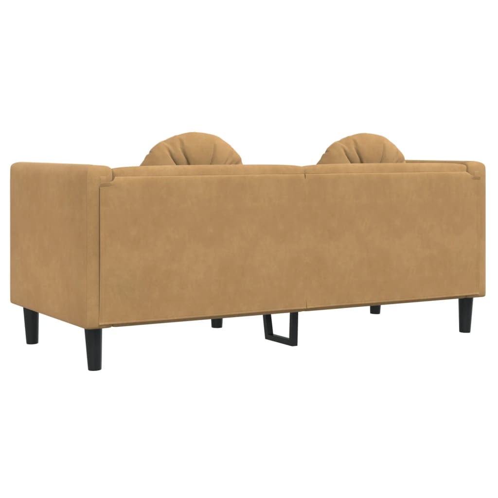 Sofa mit Kissen 2-Sitzer Braun Samt