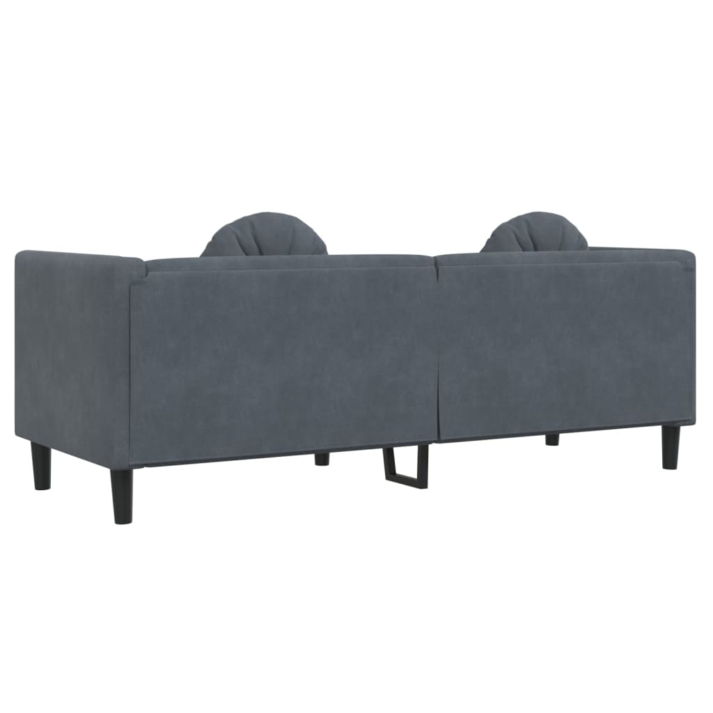 Sofa mit Kissen 3-Sitzer Dunkelgrau Samt