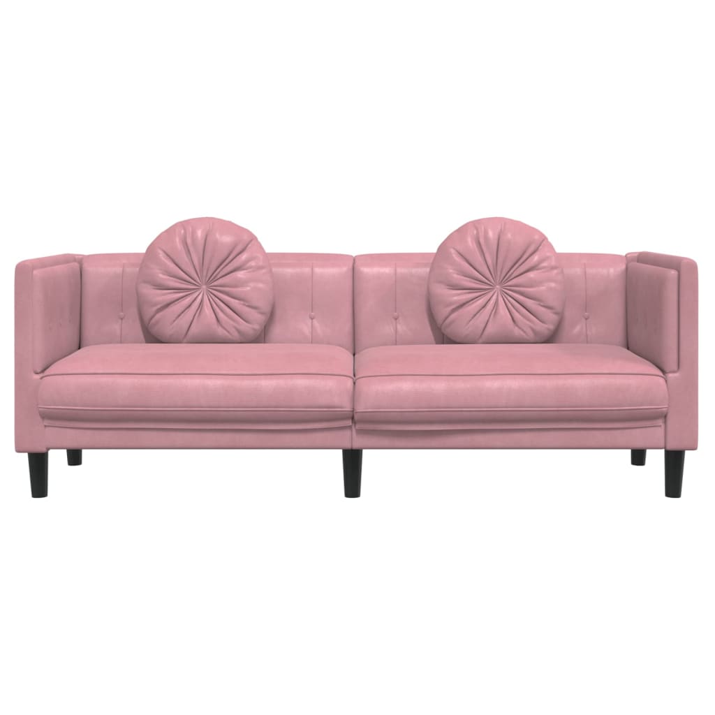 Sofa mit Kissen 3-Sitzer Rosa Samt