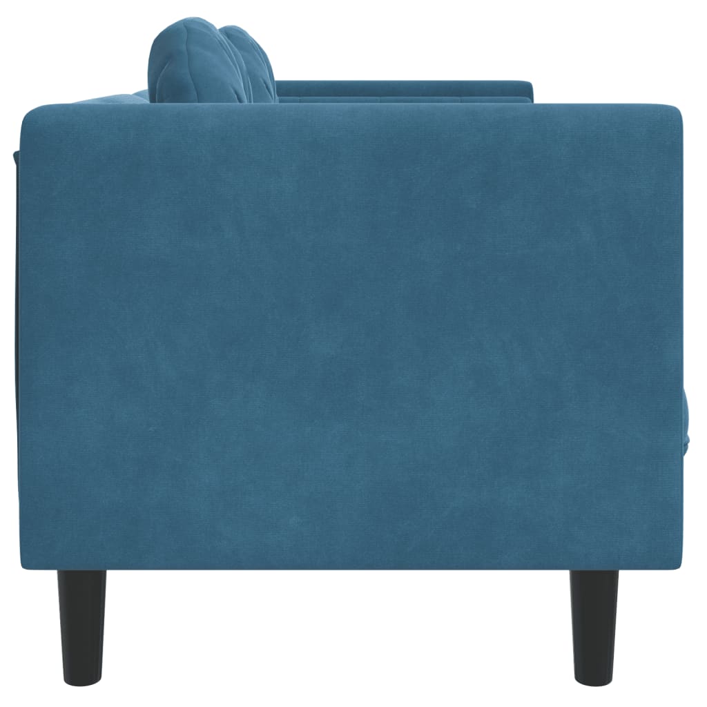 Sofa mit Kissen 3-Sitzer Blau Samt