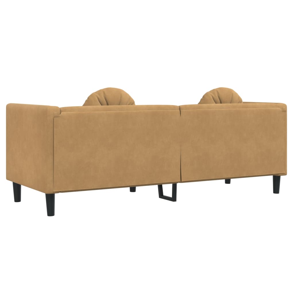 Sofa mit Kissen 3-Sitzer Braun Samt