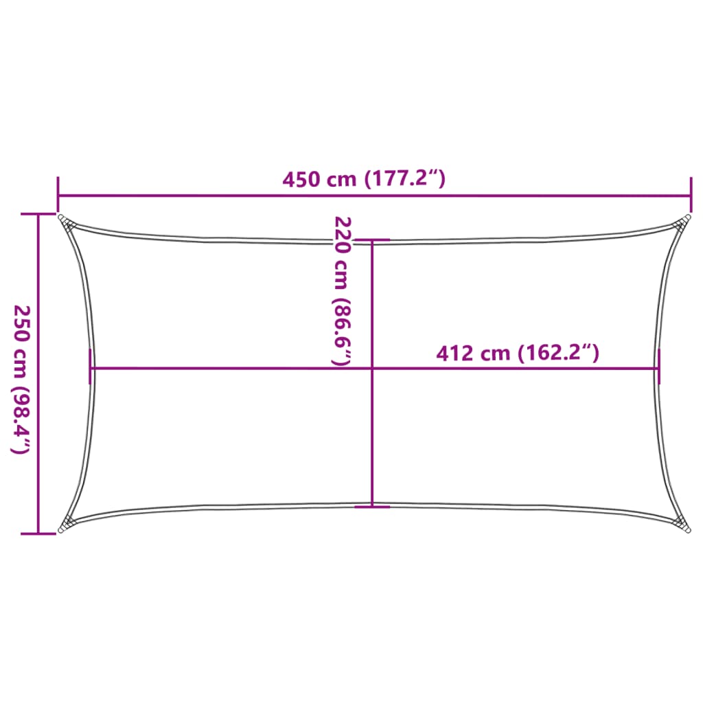 Sonnensegel Hellgrau 4,5x2,5 m 100% Polyester Oxford