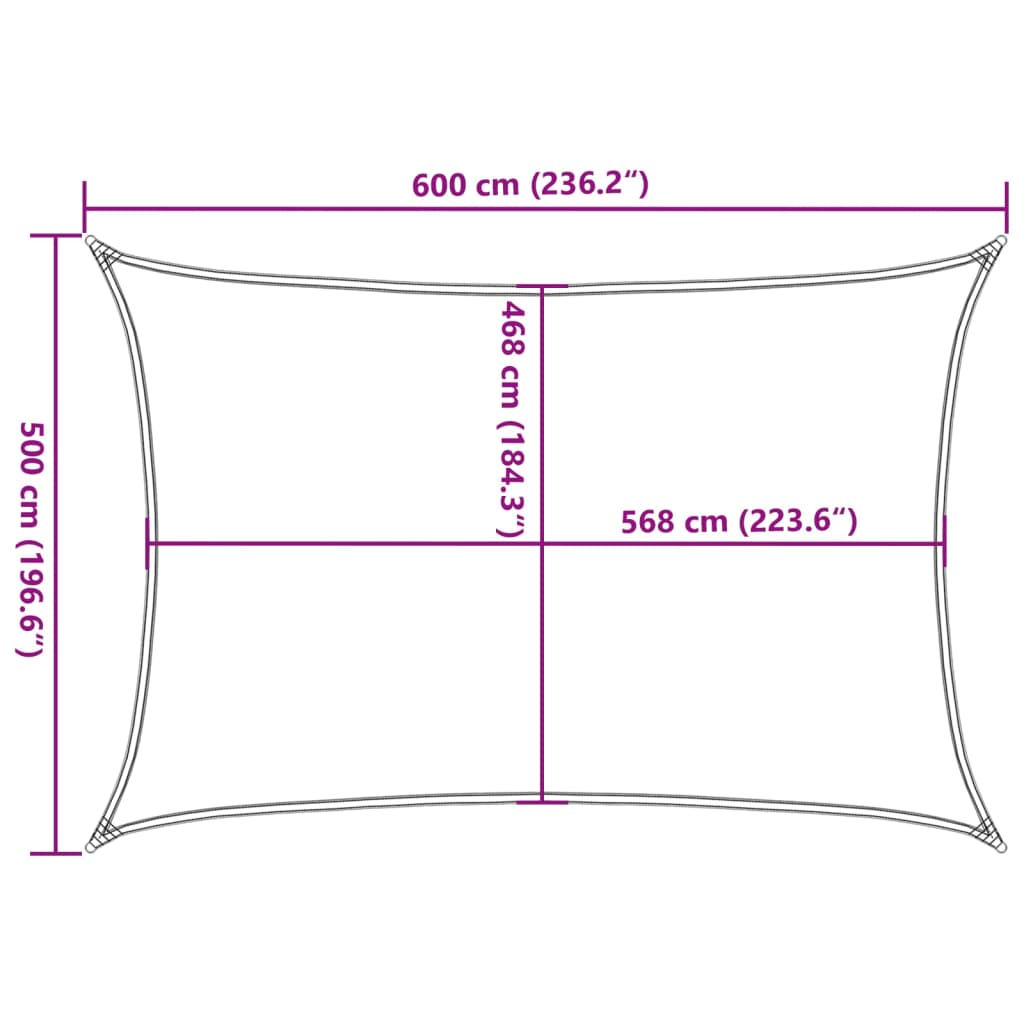 Sonnensegel Hellgrau 6x5 m 100% Polyester Oxford