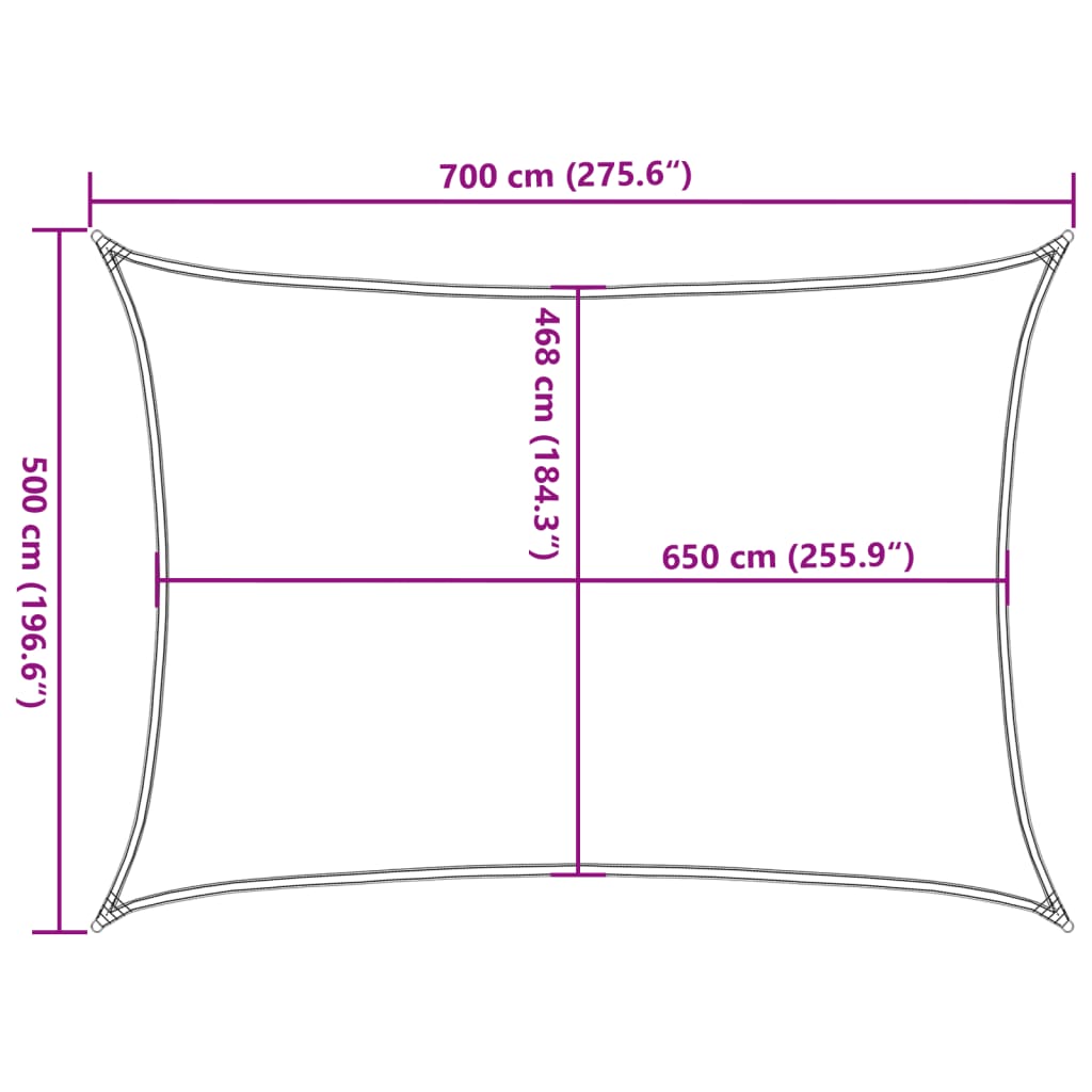 Sonnensegel Hellgrau 7x5 m 100% Polyester Oxford