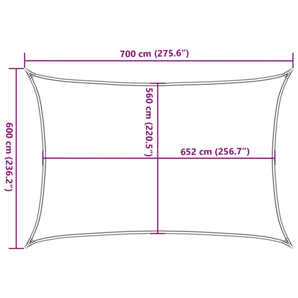 Sonnensegel Hellgrau 7x6 m 100% Polyester Oxford