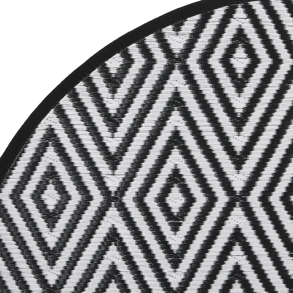 Outdoor-Teppich Weiß und Schwarz Ø120 cm PP