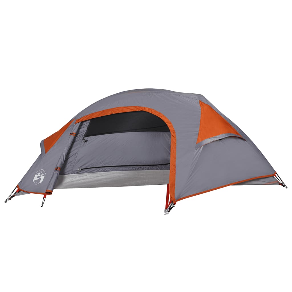 Kuppel-Campingzelt 1 Person Grau und Orange Wasserdicht