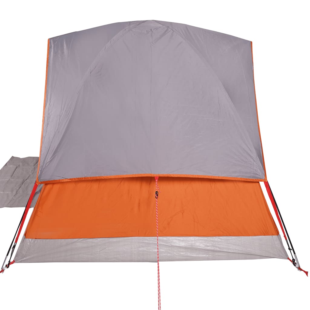 Kuppel-Campingzelt 3 Personen Grau und Orange Wasserdicht