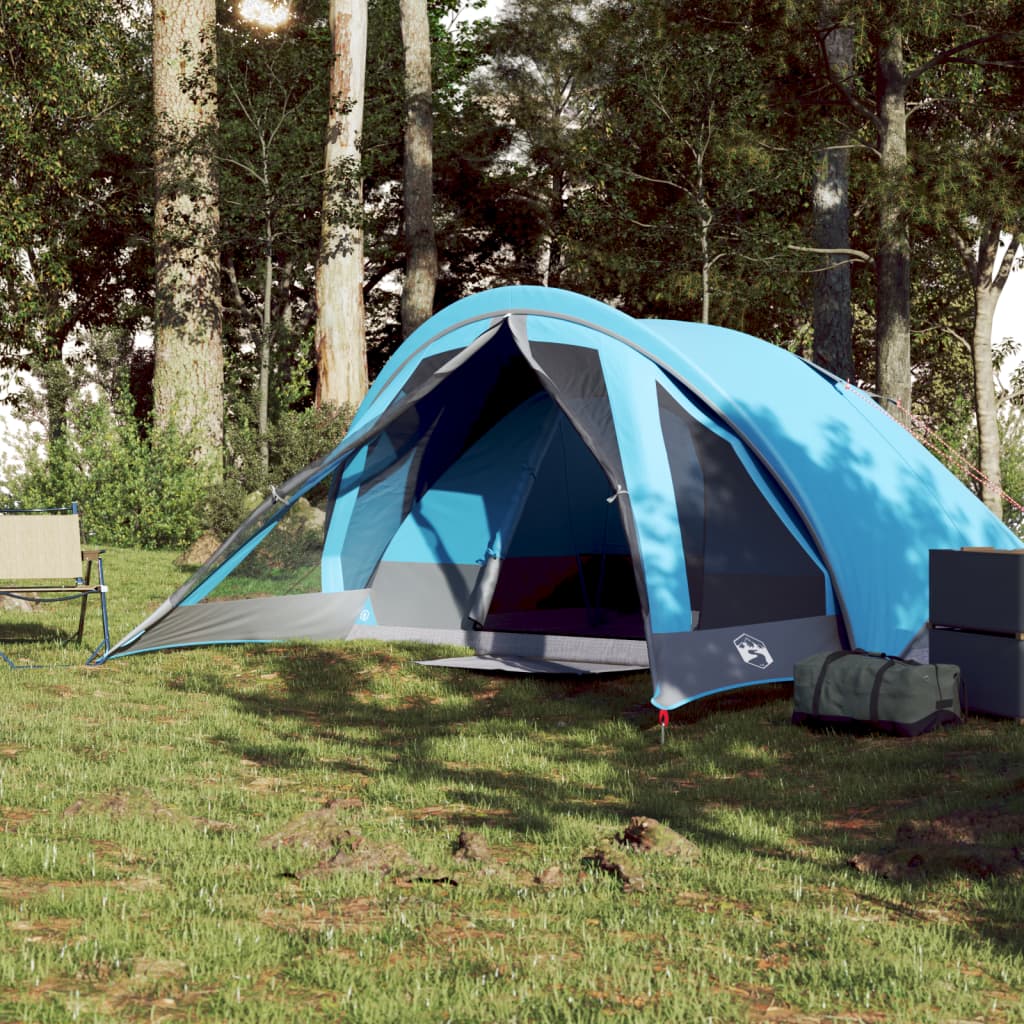 Campingzelt 4 Personen Blau Wasserdicht