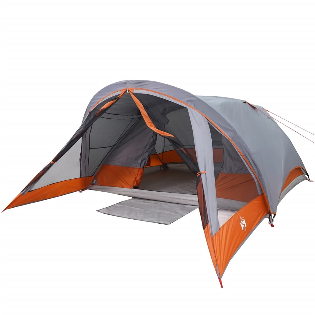 Campingzelt 4 Personen Grau und Orange Wasserdicht