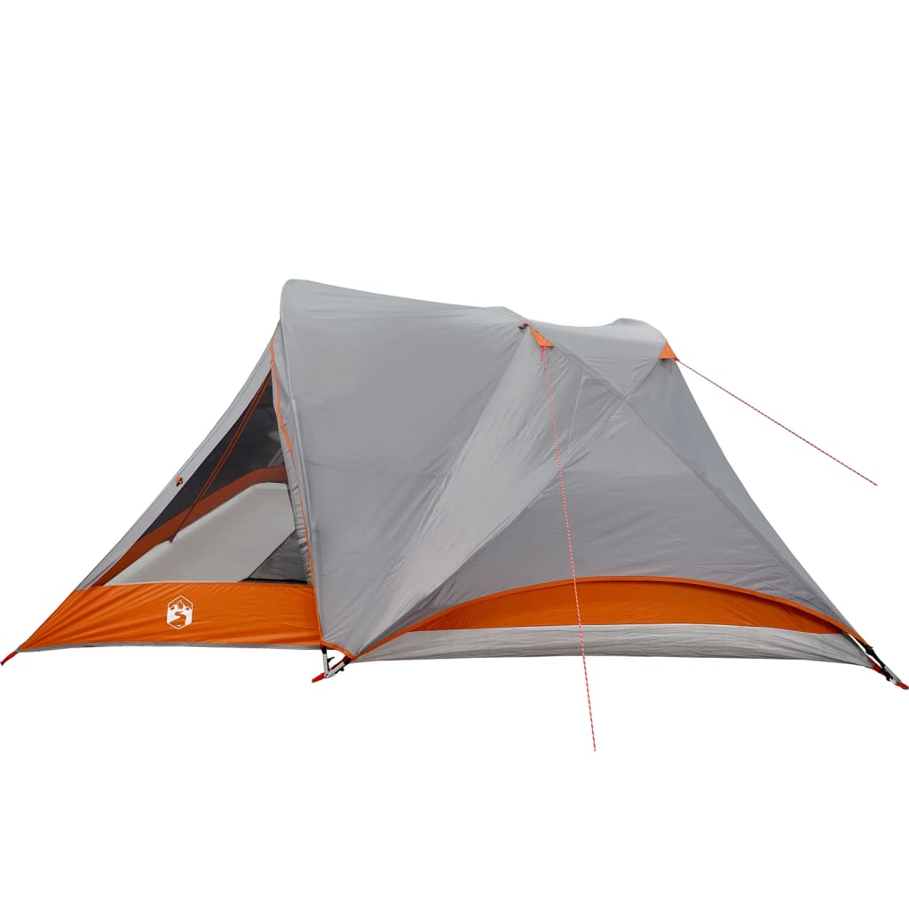 Campingzelt 4 Personen Grau und Orange Wasserdicht