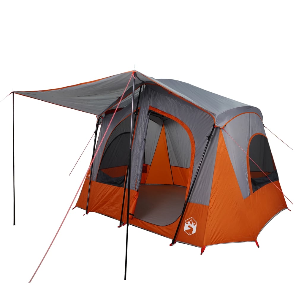 Campingzelt 5 Personen Grau und Orange Wasserdicht