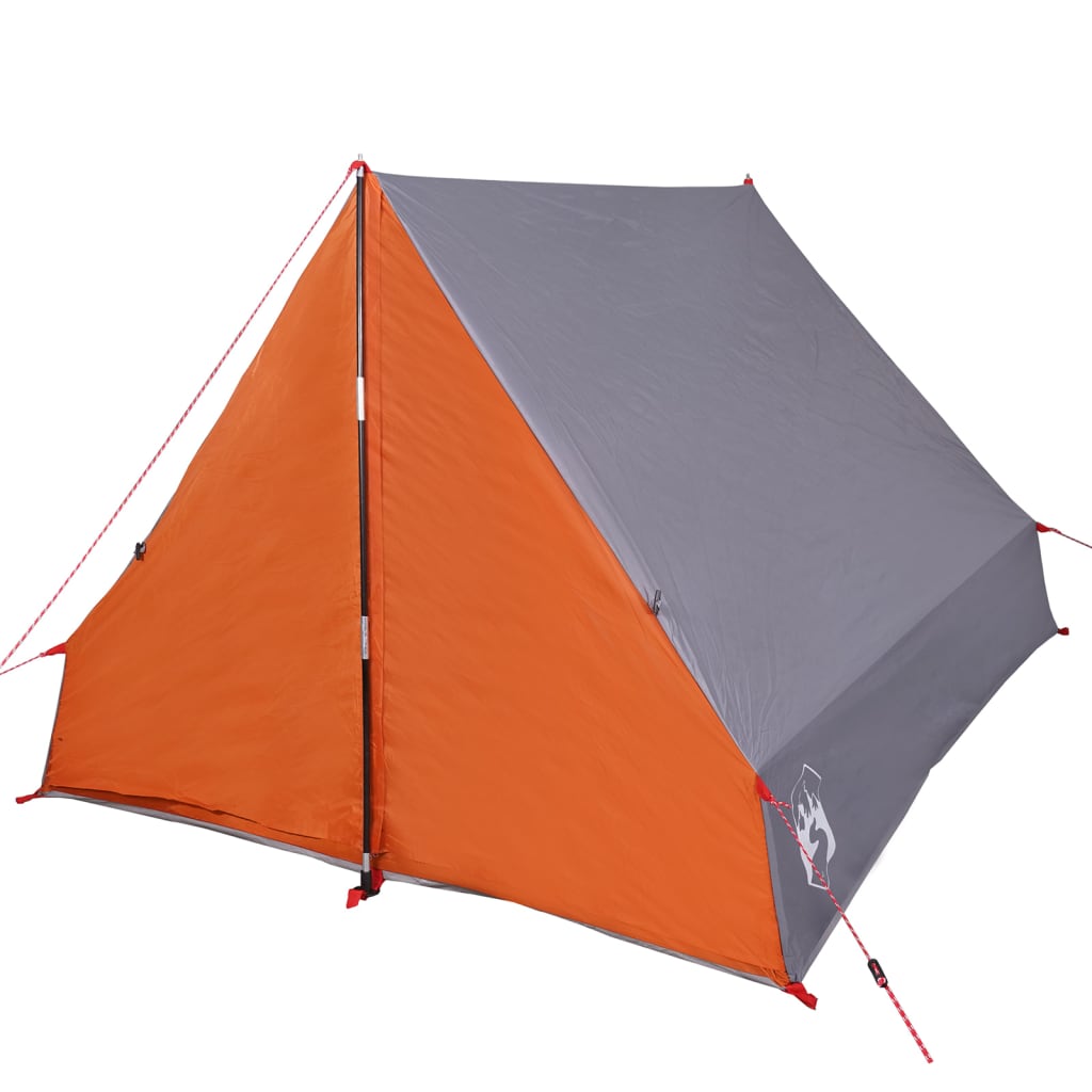 Camping-Keilzelt 2 Personen Grau und Orange Wasserdicht