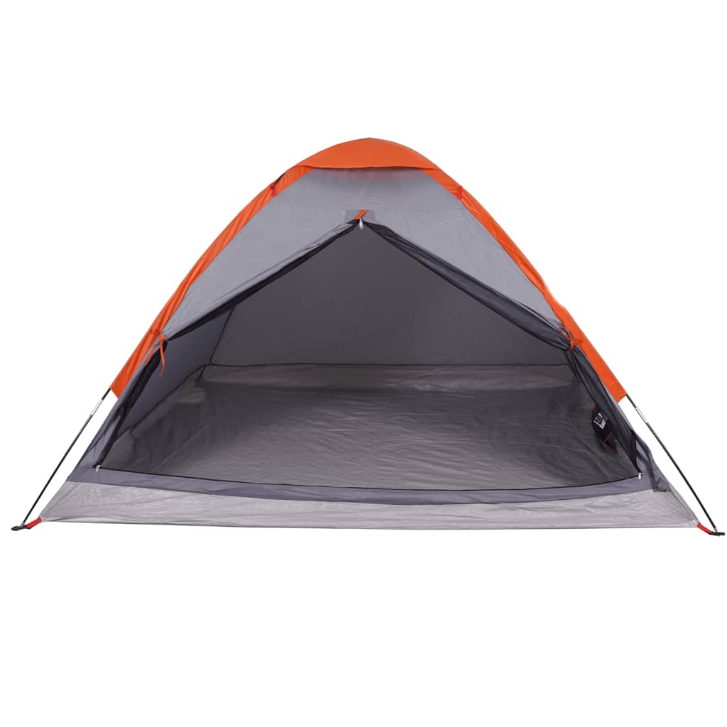 Kuppel-Campingzelt 2 Personen Grau und Orange Wasserdicht