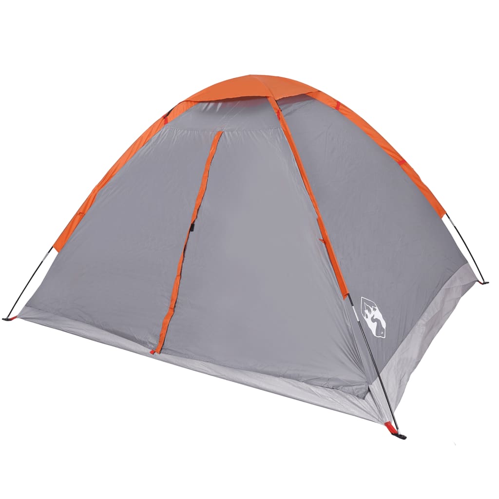 Kuppel-Campingzelt 4 Personen Grau und Orange Wasserdicht