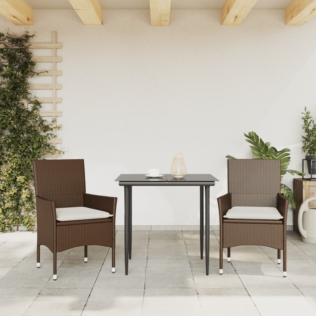 Gartenstühle mit Kissen 2 Stk. Braun Poly Rattan