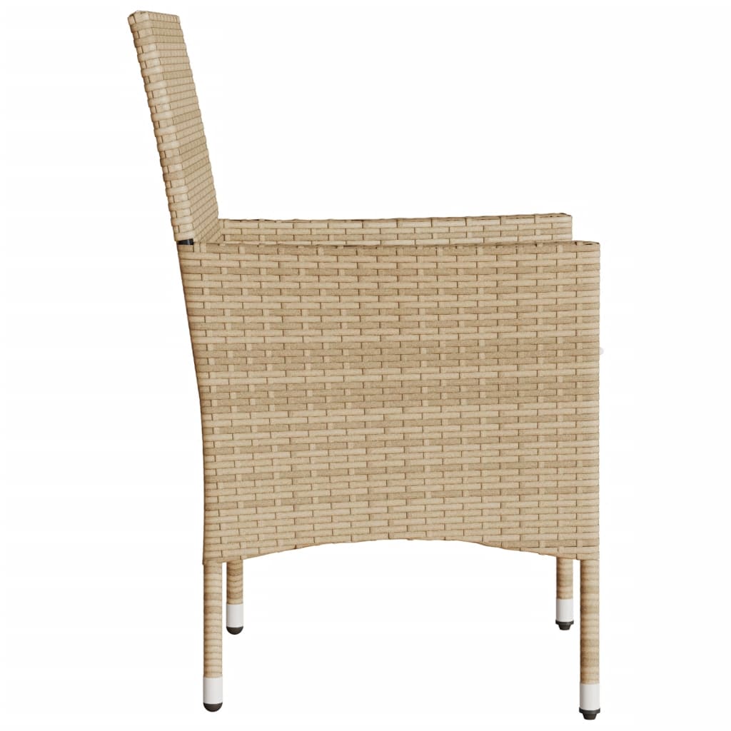 Gartenstühle mit Kissen 2 Stk. Beige Poly Rattan