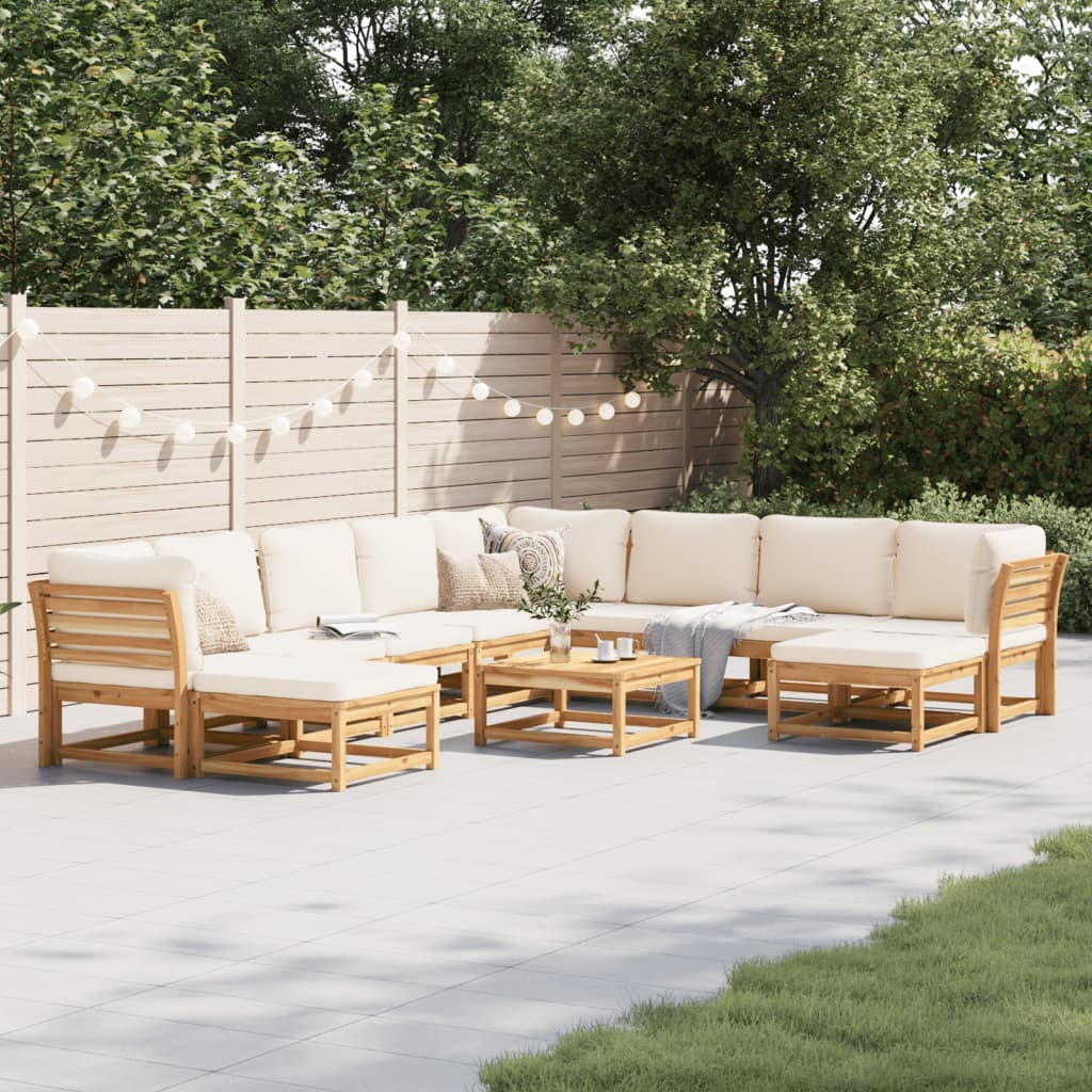 11-tlg. Garten-Lounge-Set mit Kissen Massivholz Akazie