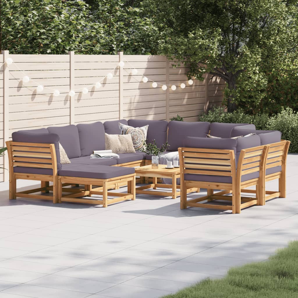 10-tlg. Garten-Lounge-Set mit Kissen Massivholz Akazie