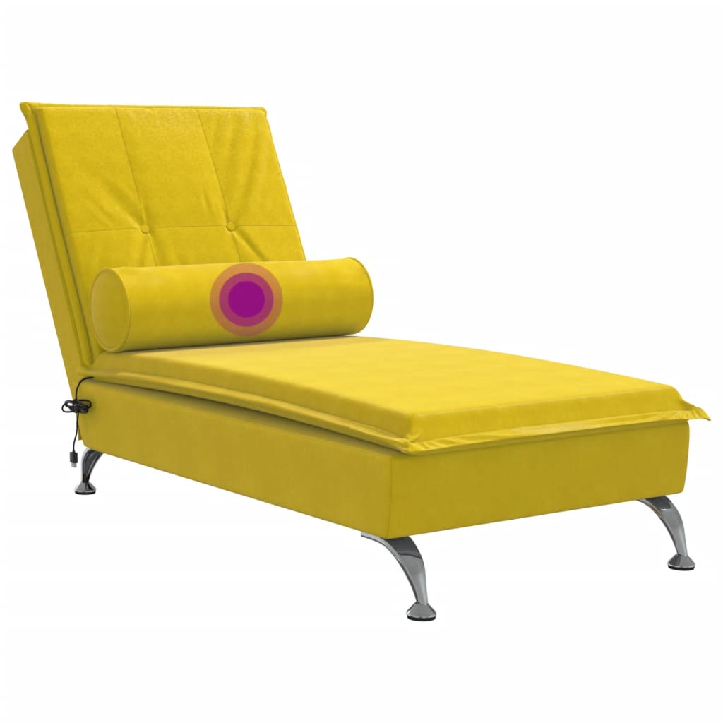 Massage-Chaiselongue mit Nackenrolle Gelb Samt