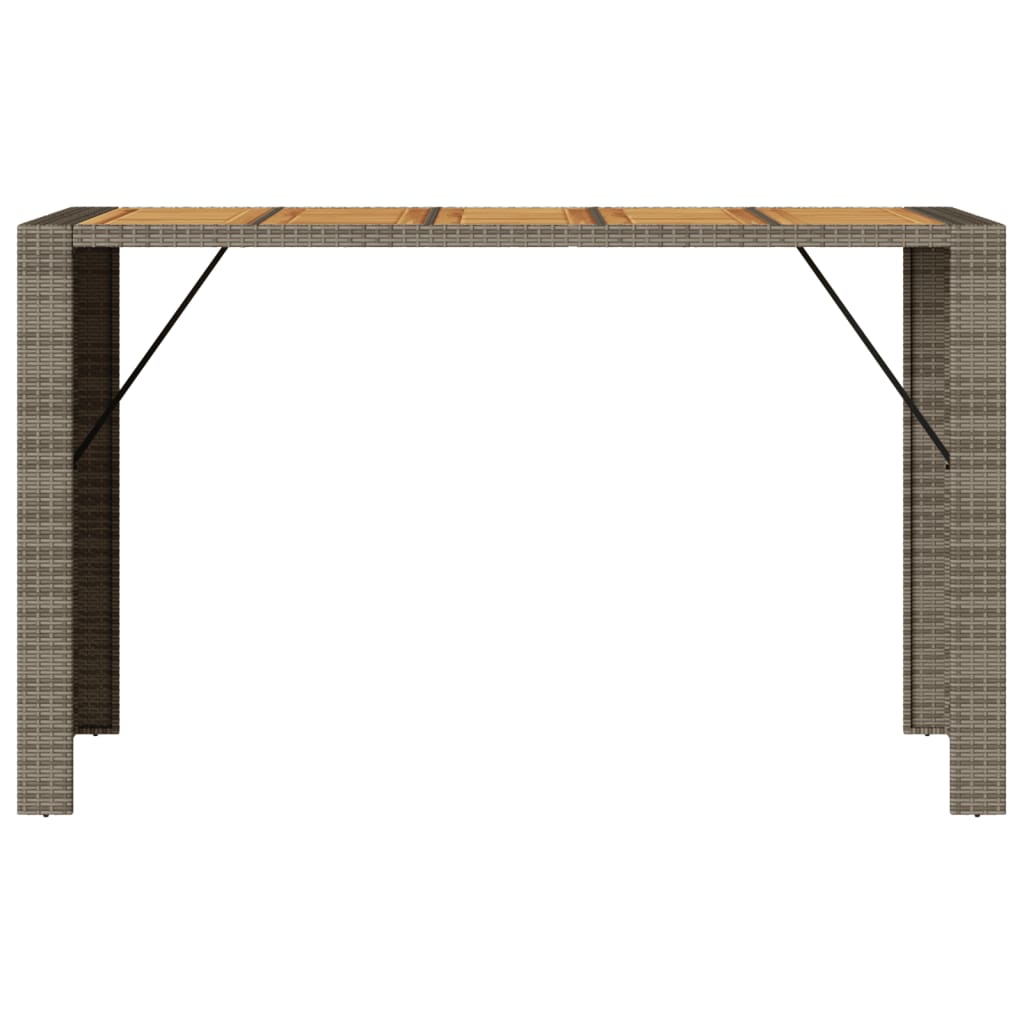 Gartentisch mit Holzplatte Grau 185x80x110 cm Poly Rattan
