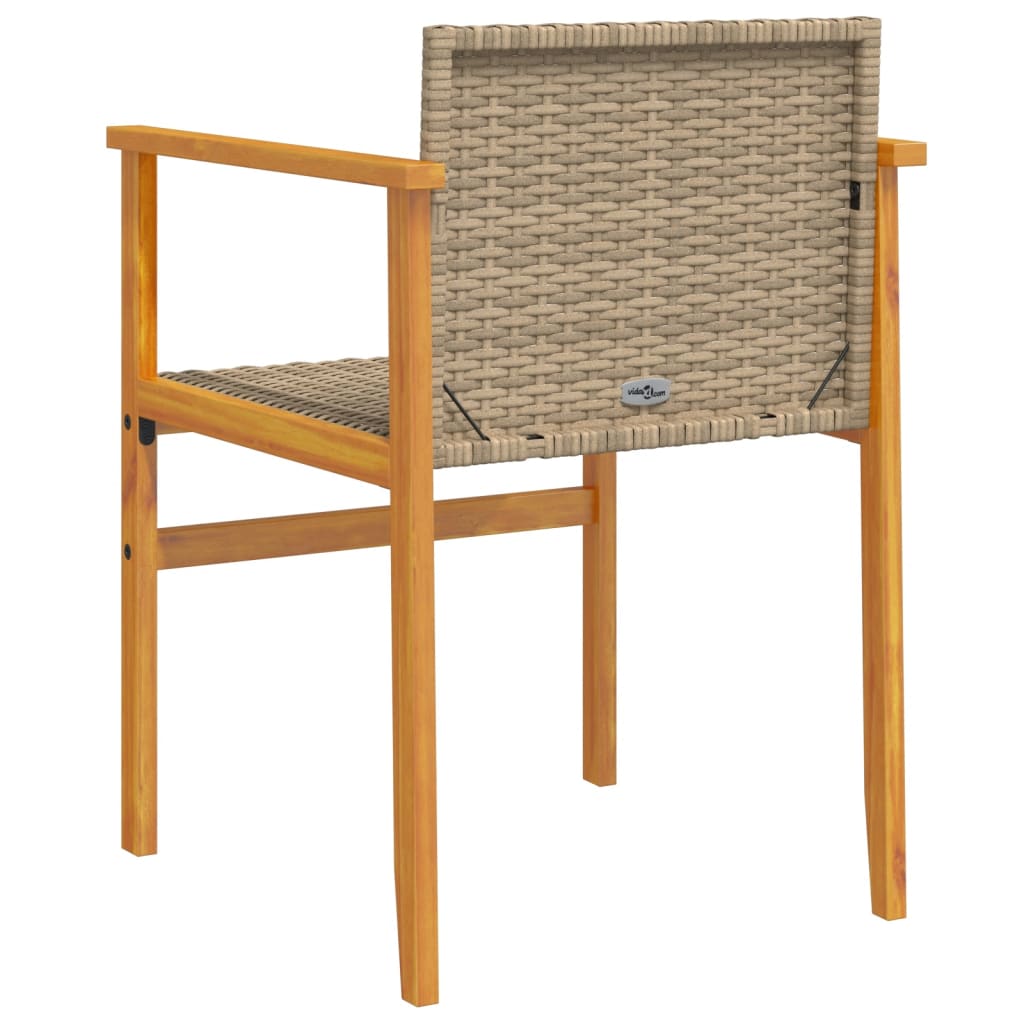 Gartenstühle mit Kissen 2 Stk. Beige Poly Rattan Massivholz