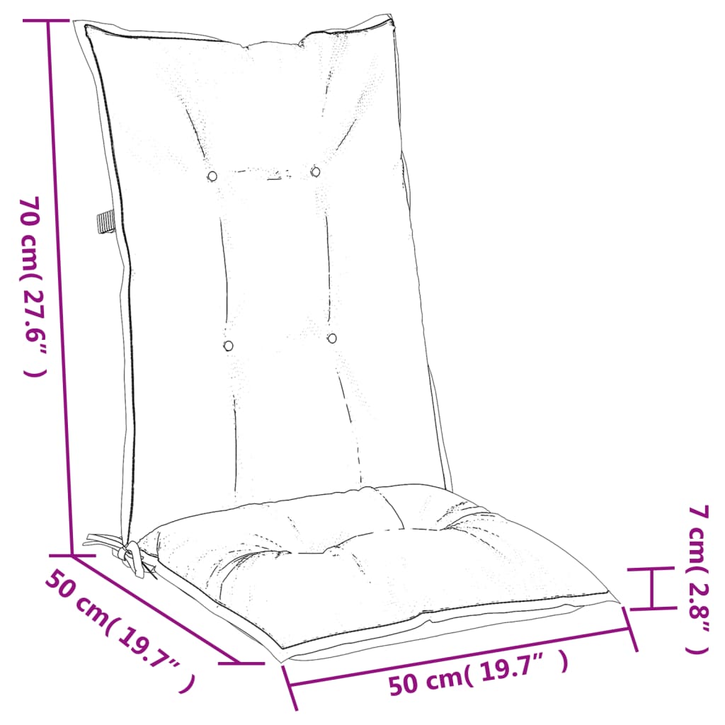 Hochlehner-Auflagen 2 Stk. Melange Creme 120x50x7 cm Stoff