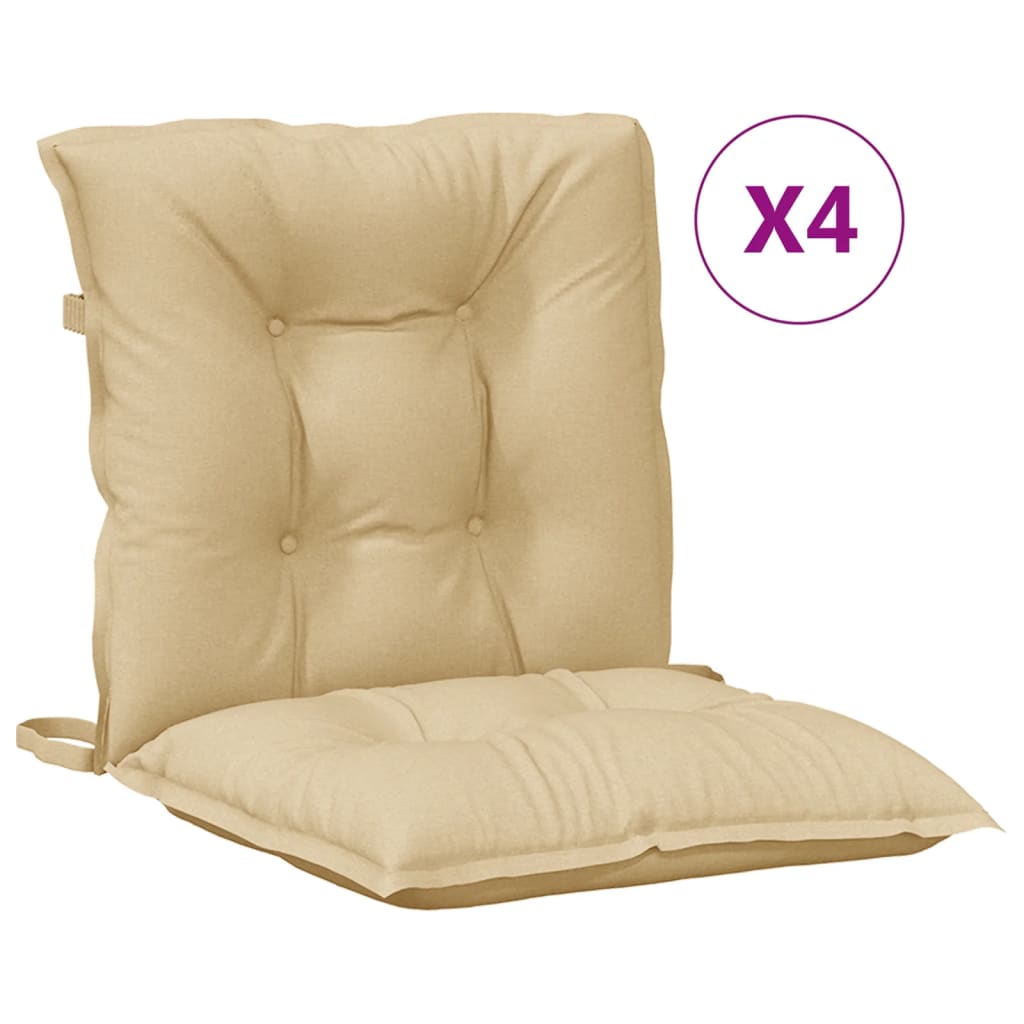 Niedriglehner-Auflagen 4 Stk. Melange Beige 100x50x7 cm Stoff