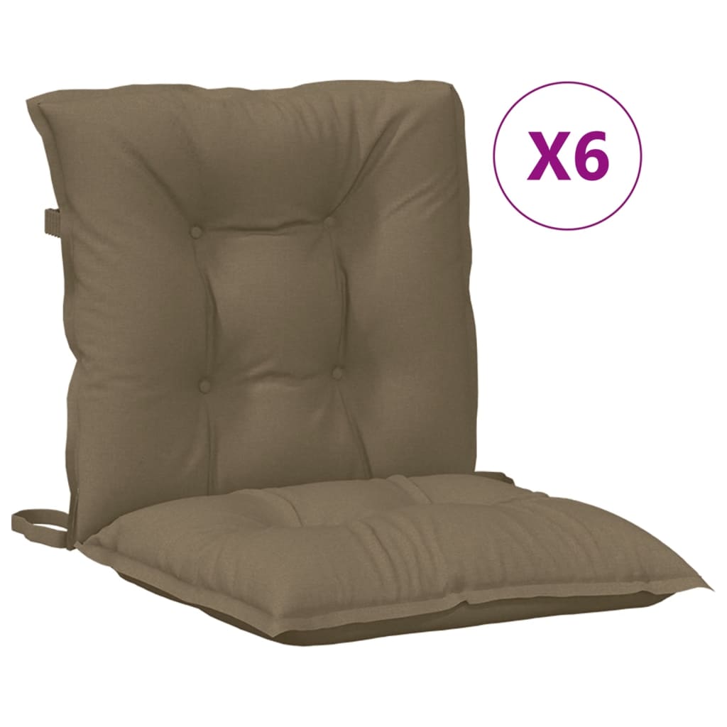 Niedriglehner-Auflagen 6 Stk. Melange Taupe 100x50x7 cm Stoff