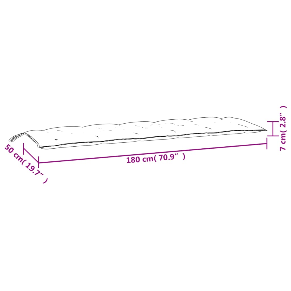 Gartenbank-Auflage Melange Dunkelgrau 180x50x7 cm Stoff