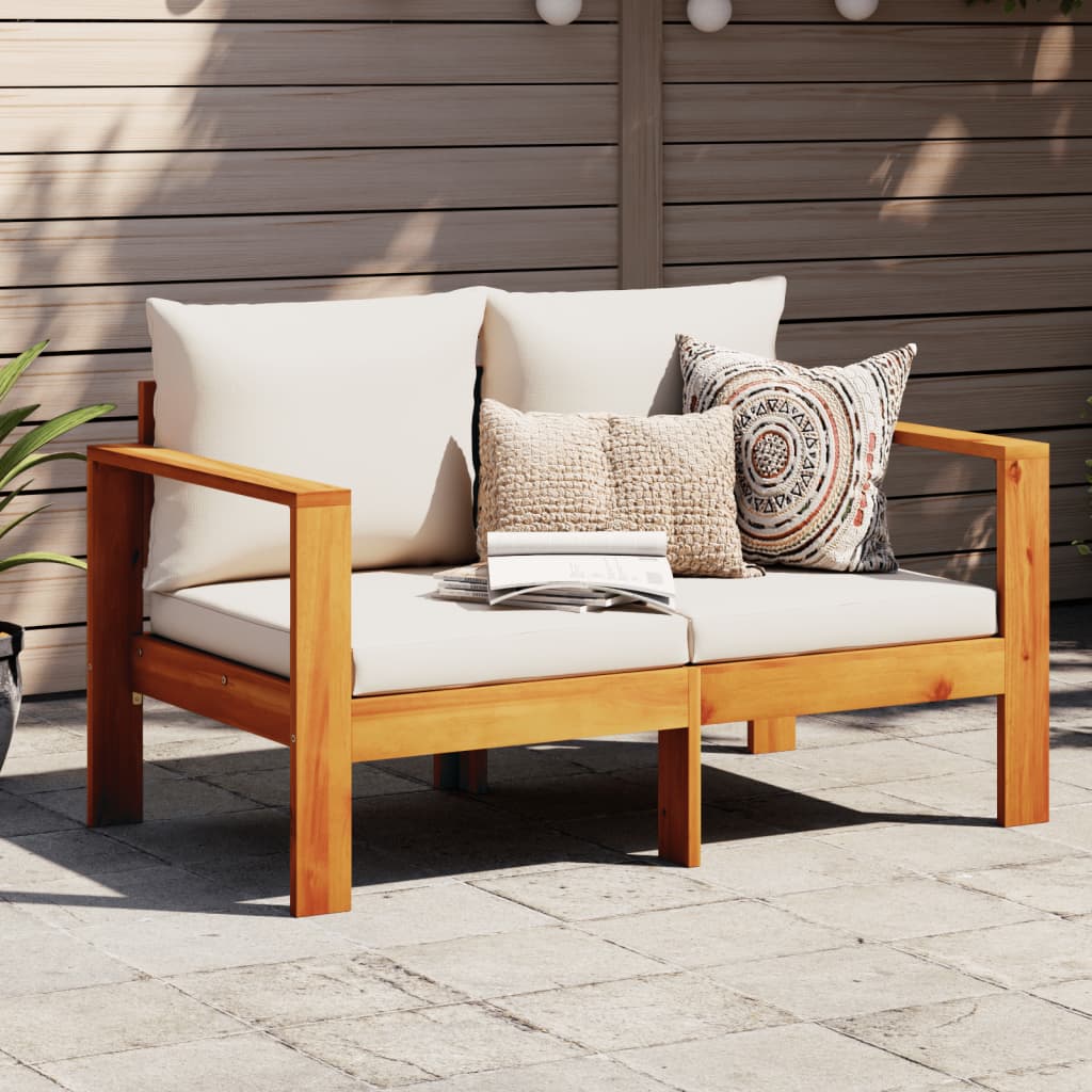 Gartensofa mit Kissen 2-Sitzer Massivholz Akazie