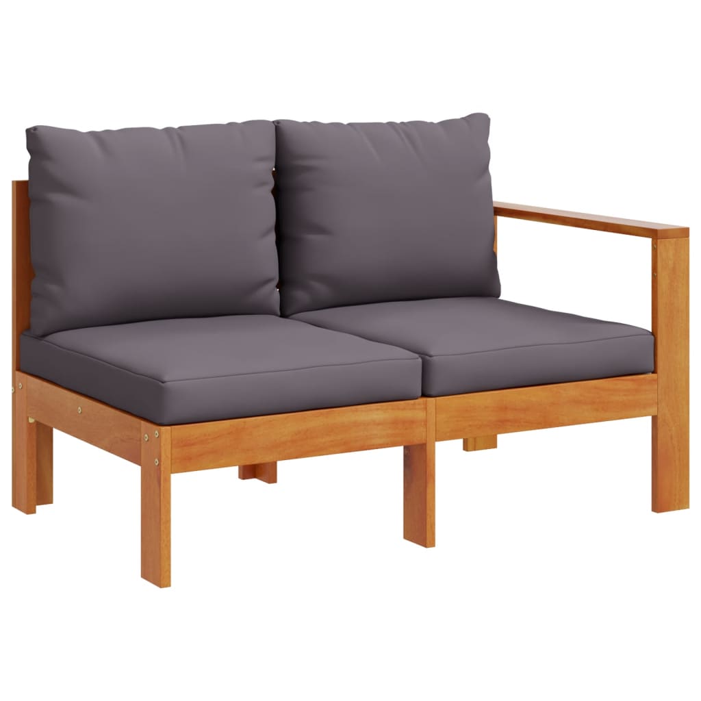 Gartensofa mit 1 Armlehne 2-Sitzer Massivholz Akazie