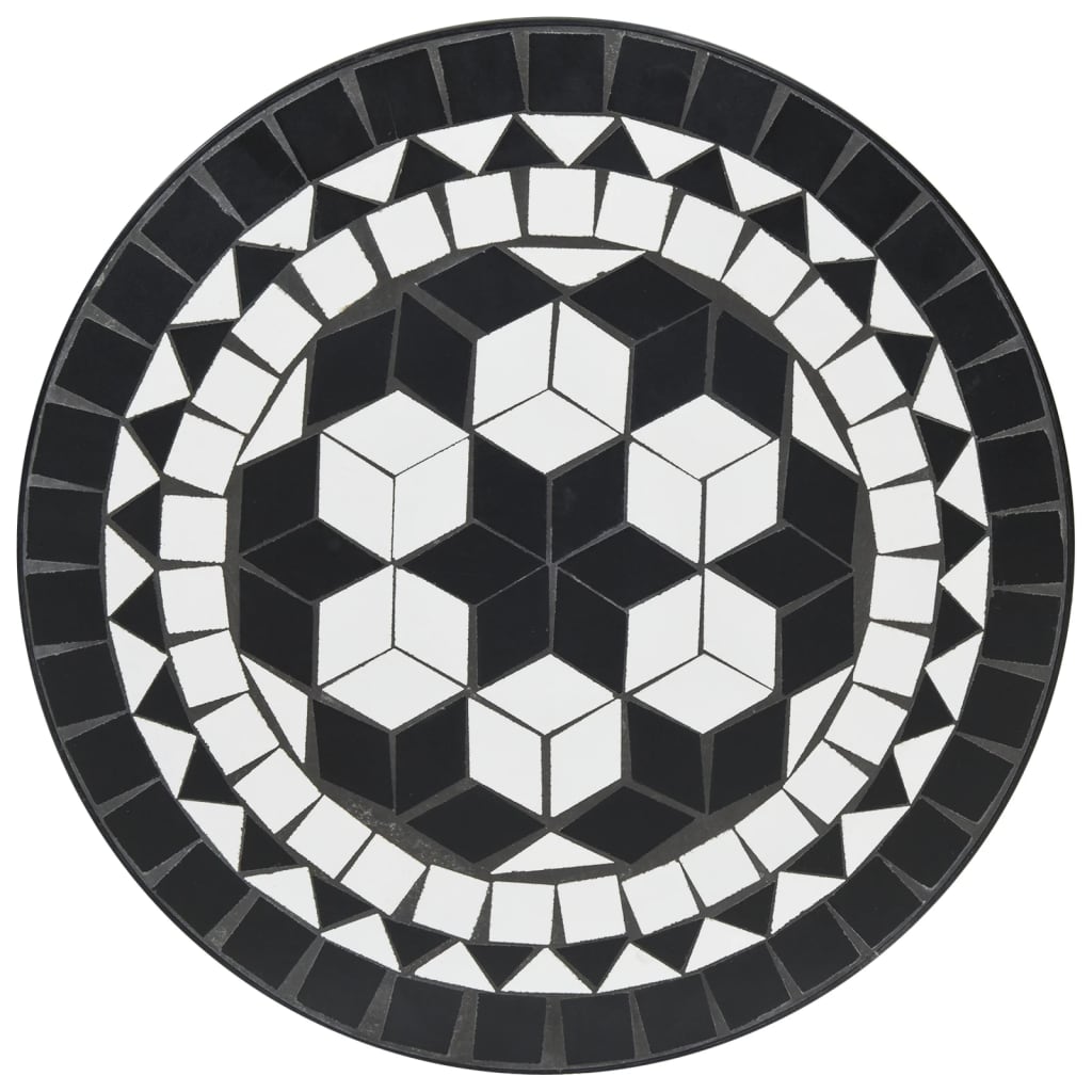 Mosaik-Bistrotisch Schwarz und Weiß Ø50x70 cm Keramik