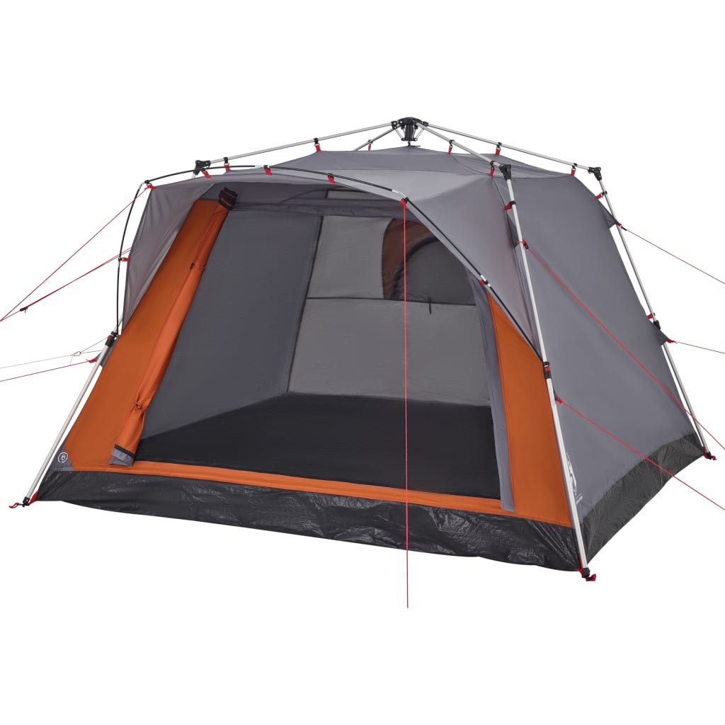 Campingzelt 4 Personen Grau und Orange Quick Release