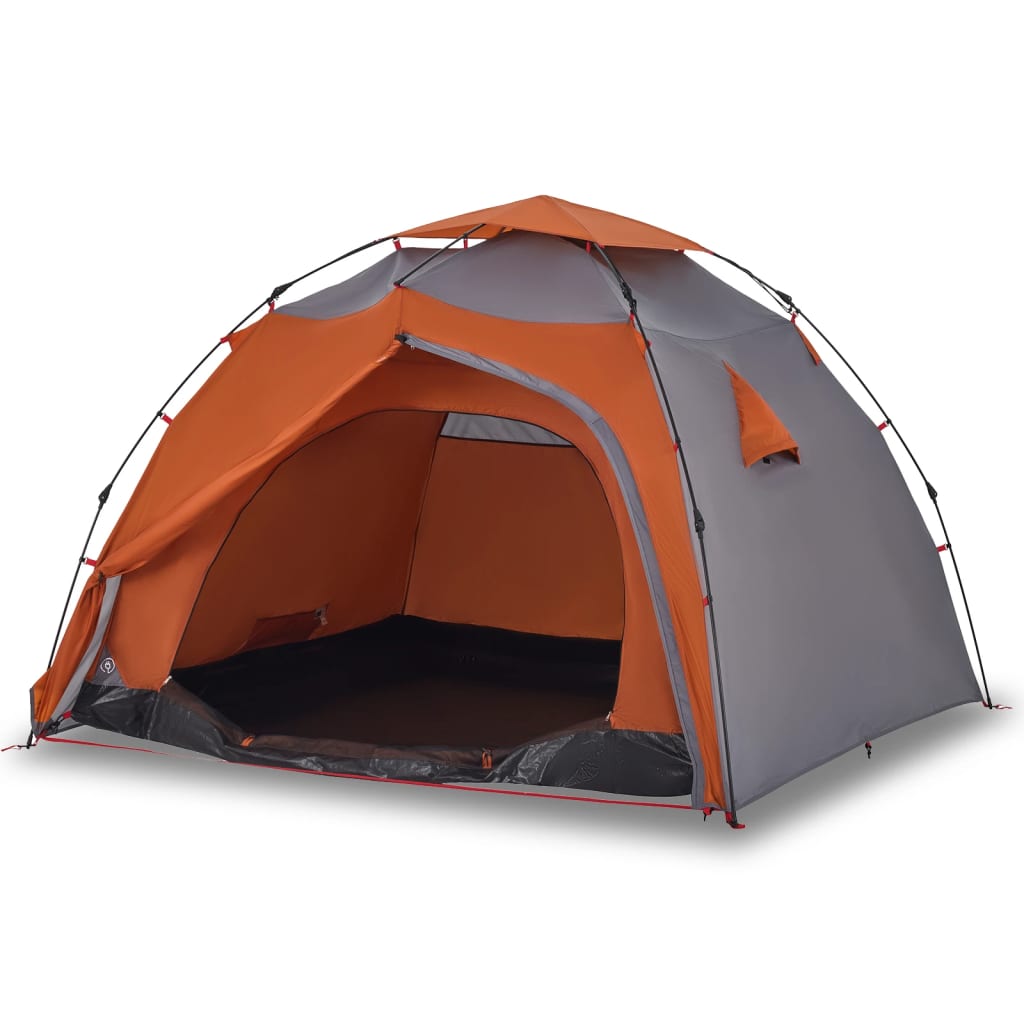 Kuppel-Campingzelt 4 Personen Grau und Orange Quick Release