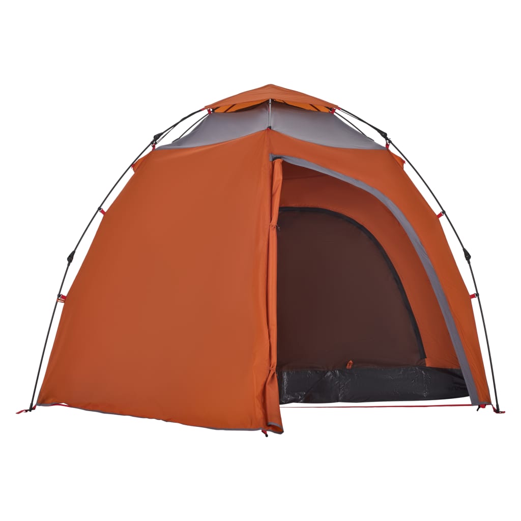 Kuppel-Campingzelt 4 Personen Grau und Orange Quick Release