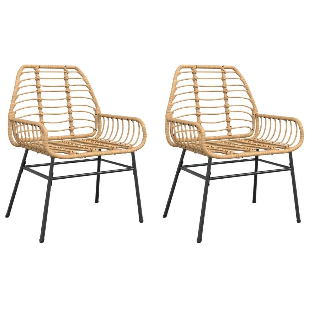 Gartenstühle 2 Stk. Braun Poly Rattan