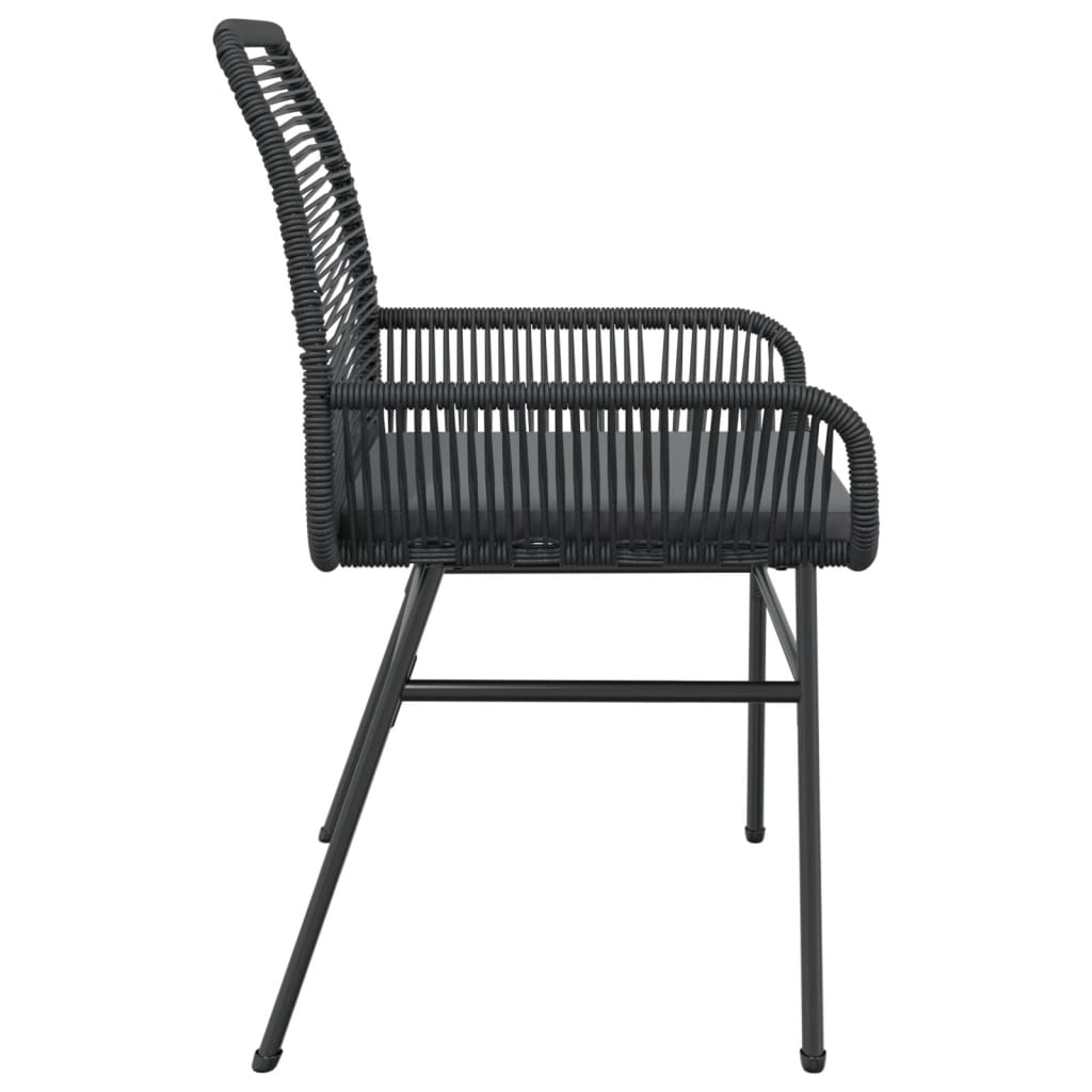 Gartenstühle 2 Stk. mit Kissen Schwarz Poly Rattan