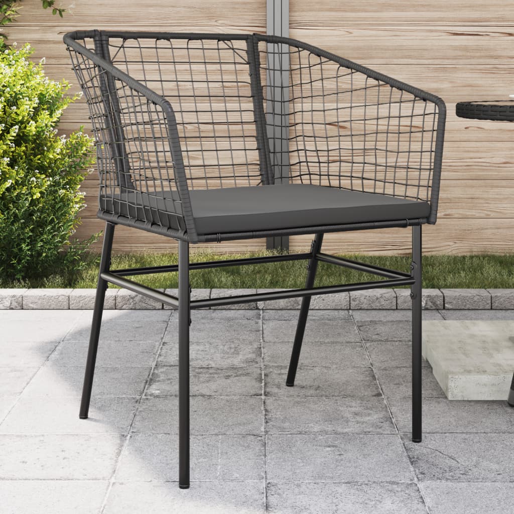 Gartenstühle 2 Stk. mit Kissen Schwarz Poly Rattan