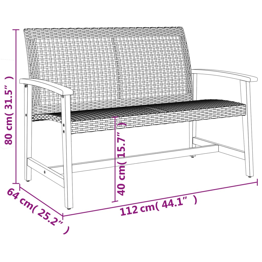 5-tlg. Garten-Lounge-Set Grau Poly Rattan und Akazienholz