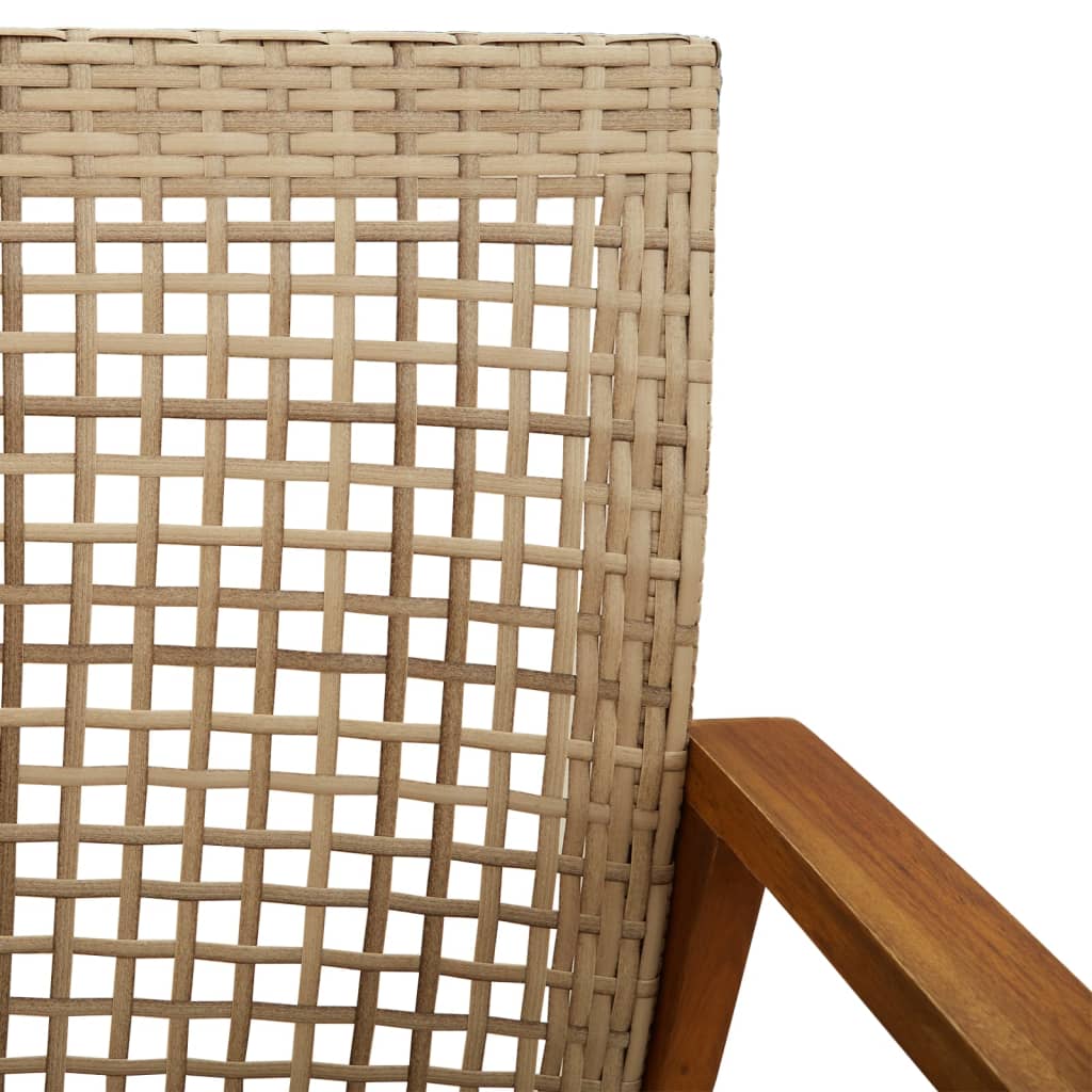 5-tlg. Garten-Lounge-Set Beige Poly Rattan und Akazienholz