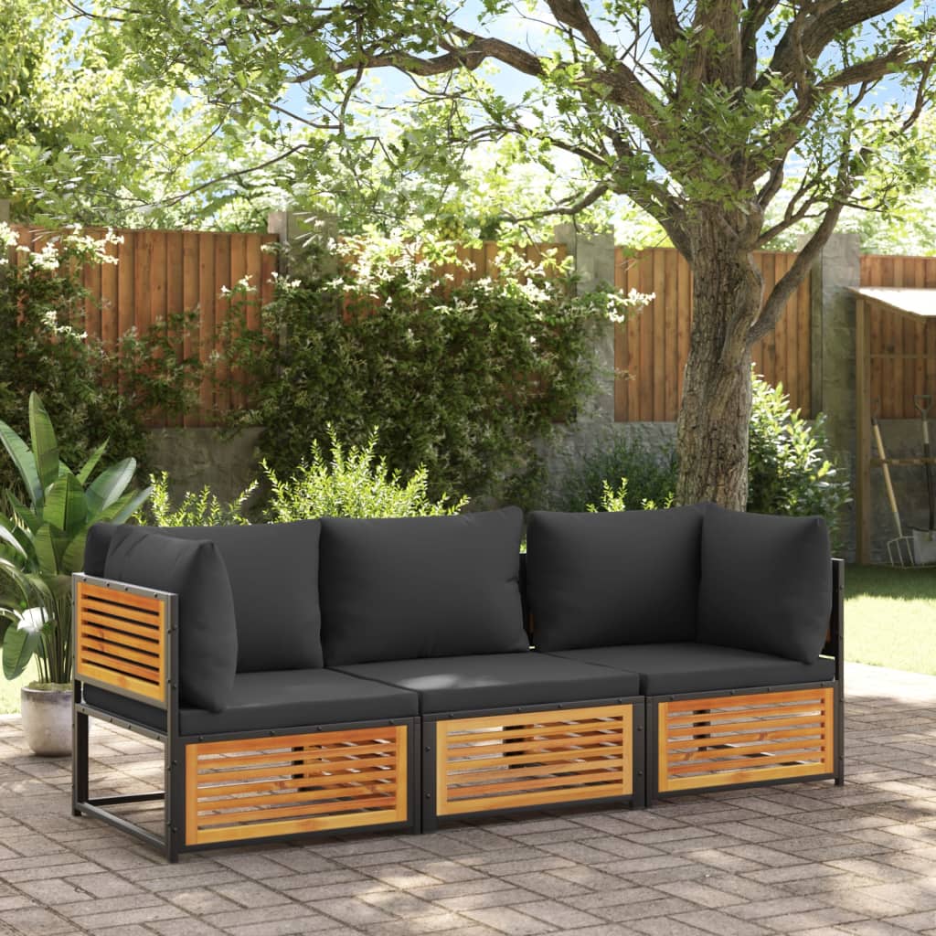 Gartensofa mit Kissen 2-Sitzer Massivholz Akazie