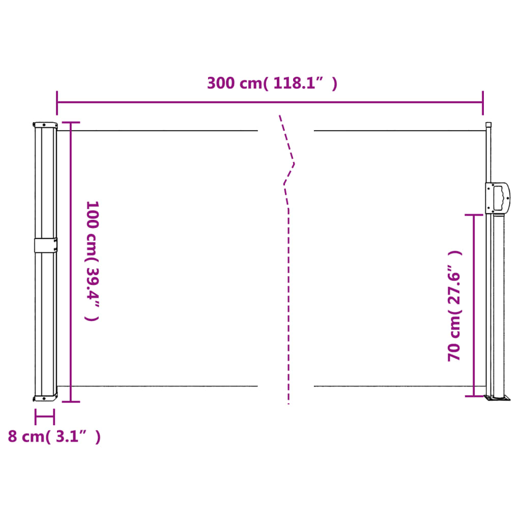 Seitenmarkise Ausziehbar Beige 100x300 cm