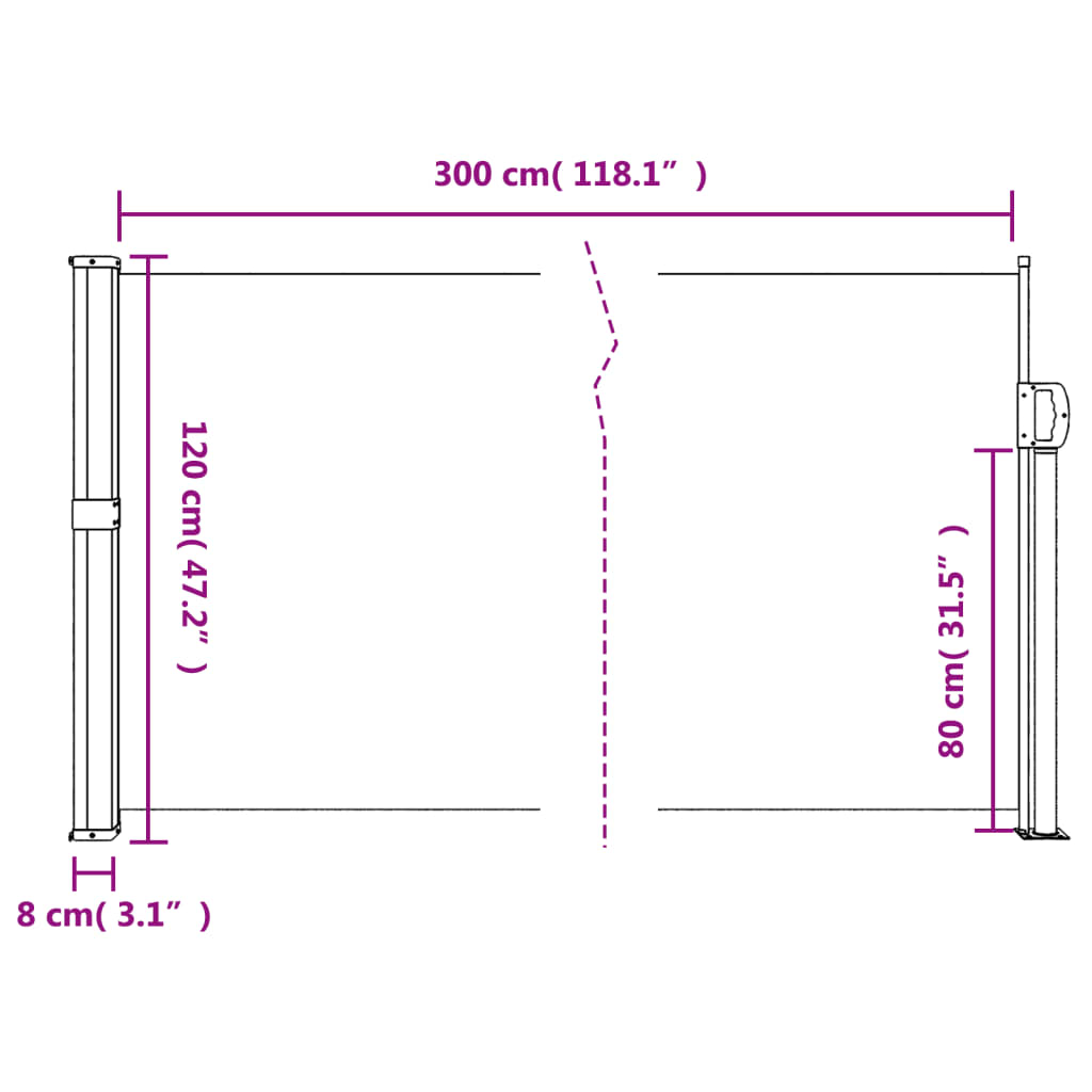 Seitenmarkise Ausziehbar Beige 120x300 cm