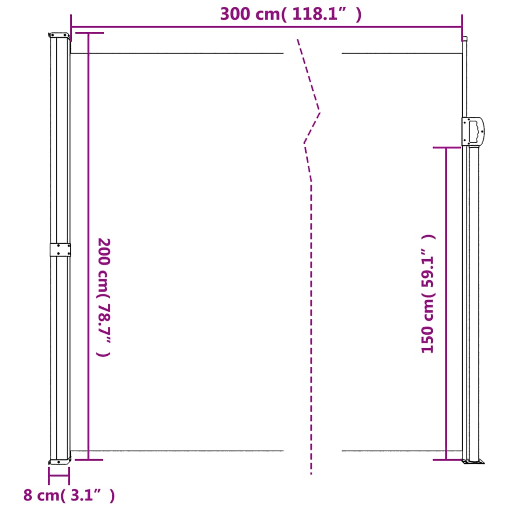 Seitenmarkise Ausziehbar Weiß 200x300 cm