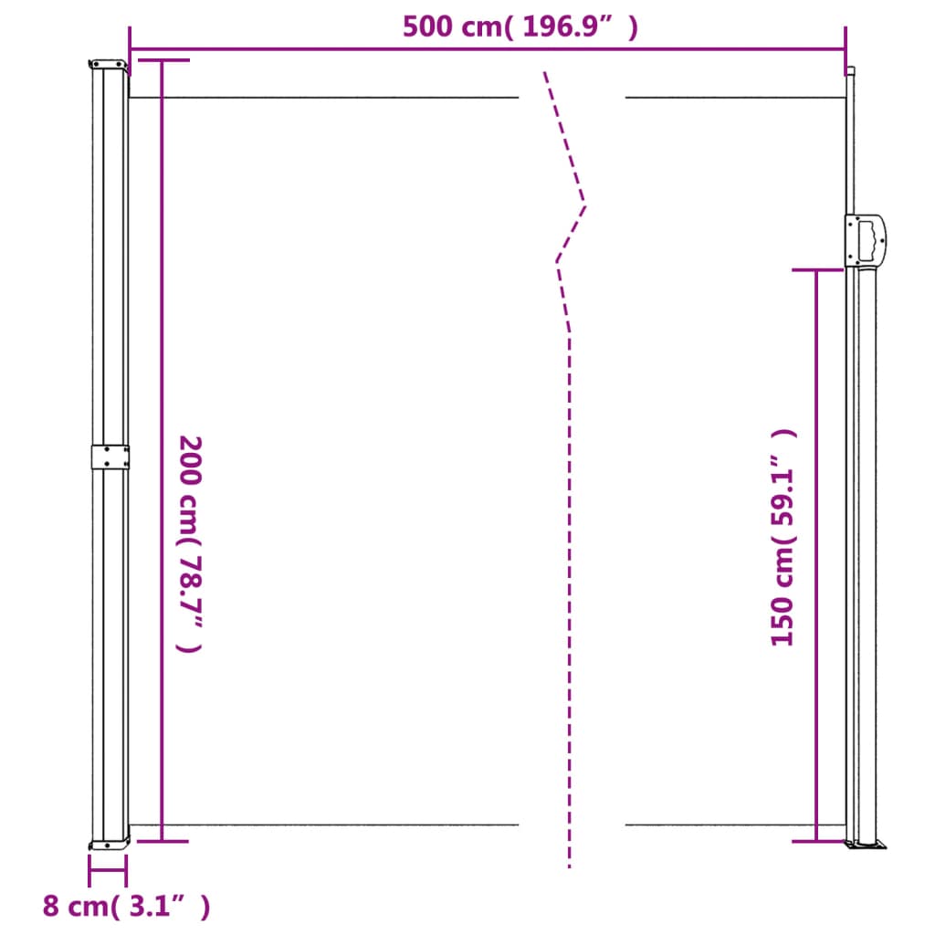 Seitenmarkise Ausziehbar Beige 200x500 cm