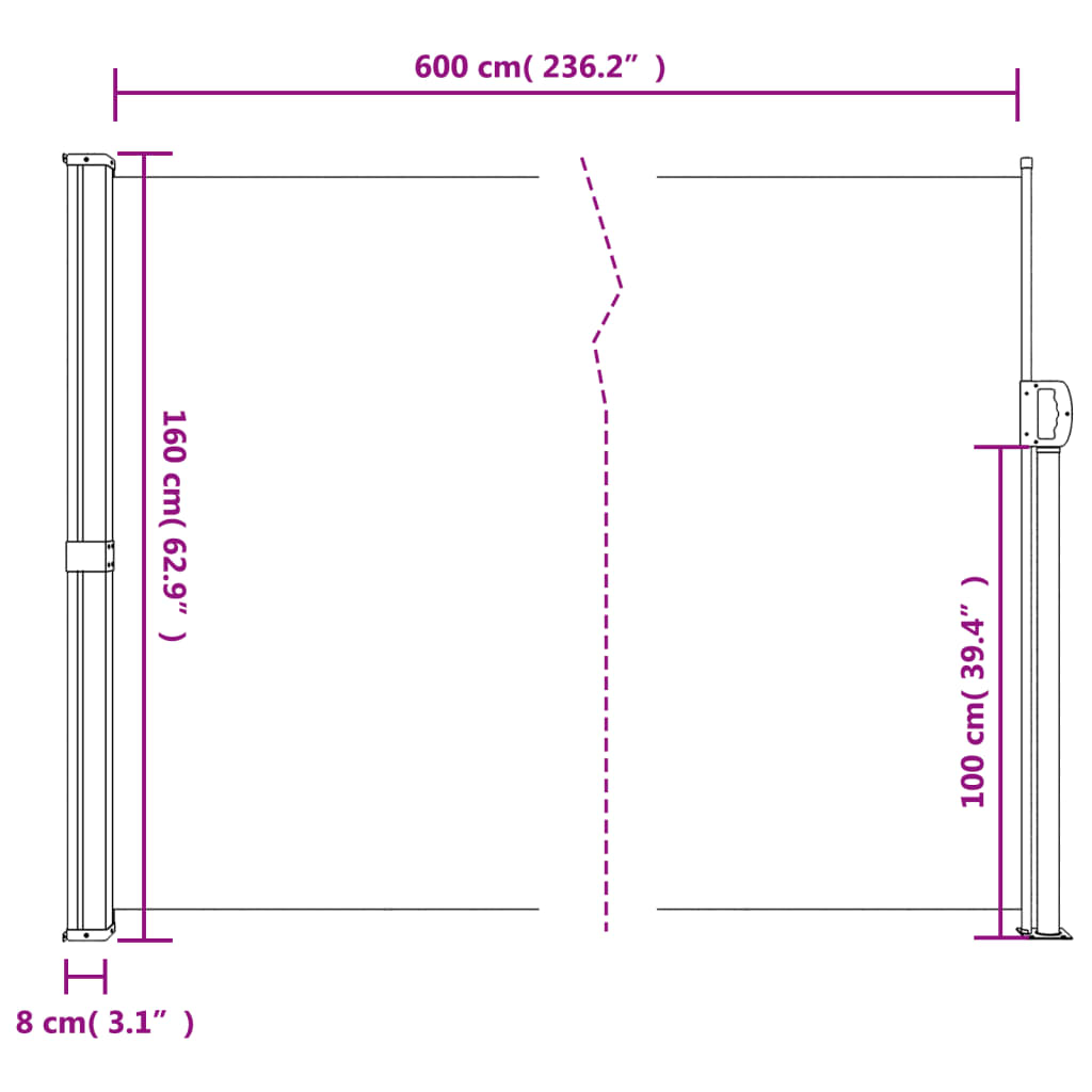 Seitenmarkise Ausziehbar Dunkelgrün 160x600 cm